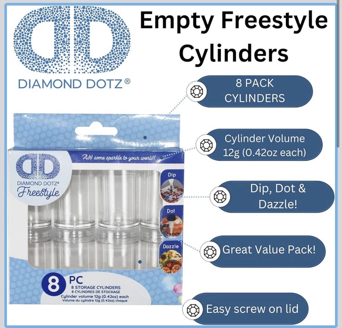 New Diamond Dots Freestyle 8pcs Storage Cylinders