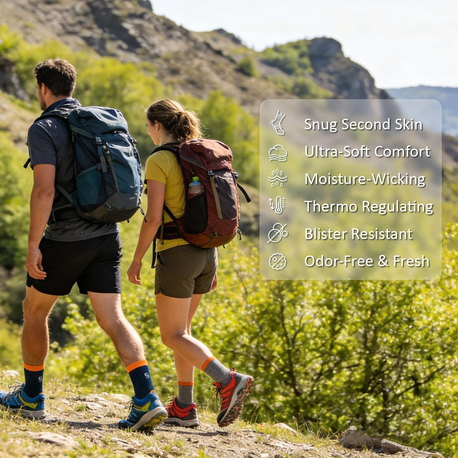 Merino Wool All-Season Hiking Socks with Targeted Cushion for Men and Women