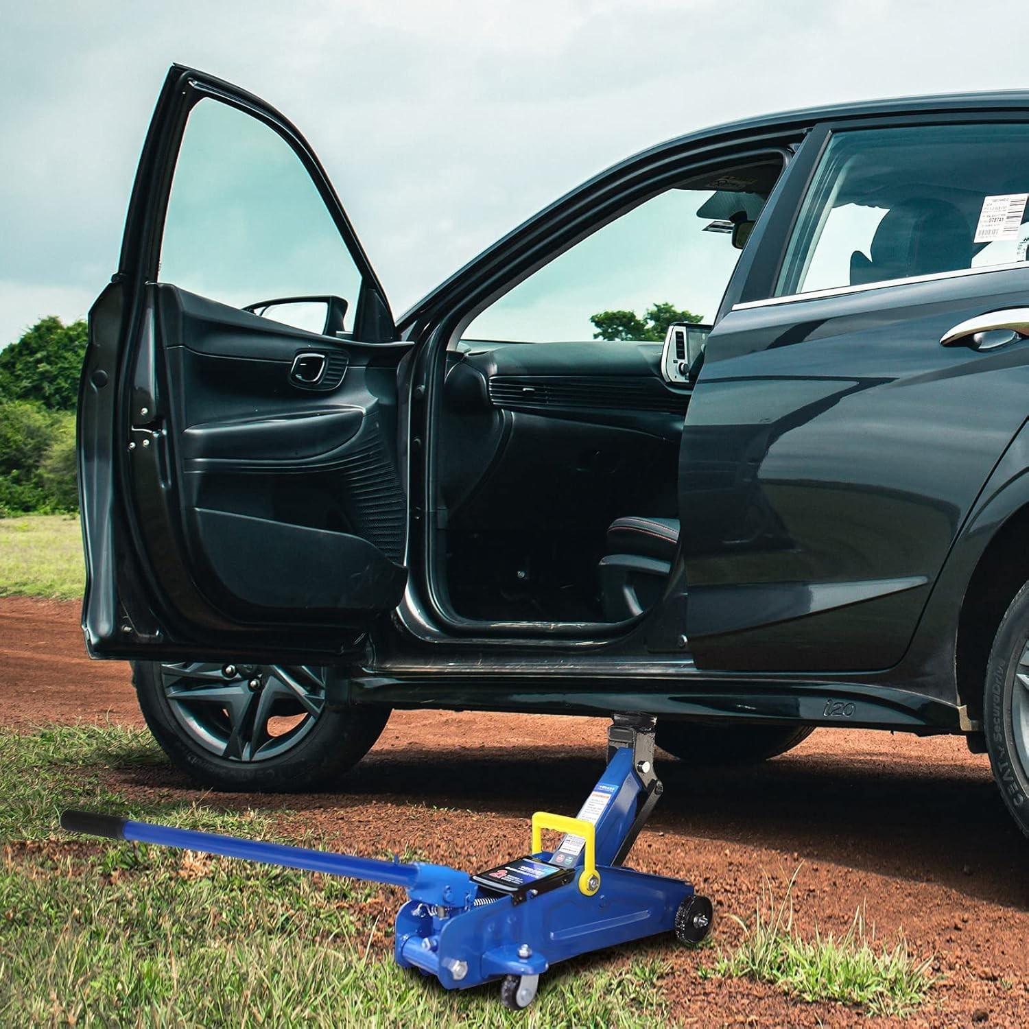 Compact 2 Ton Car Hydraulic Jack Handle with Gloves & Instructions