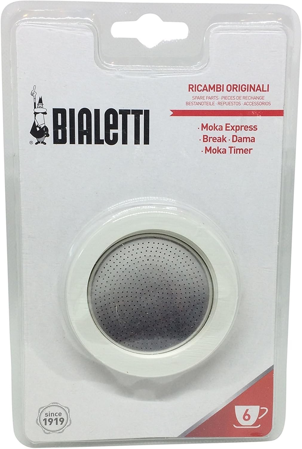 Authentic 6-Cup Moka Express Replacement Filter & 3 Gaskets for Perfect Espresso