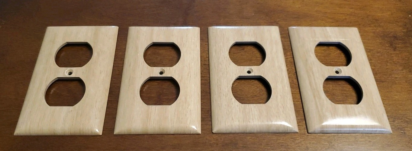 Vintage Sierra Electrical Outlet Wall Plate Covers Lot Of 4 Plastic Faux Wood