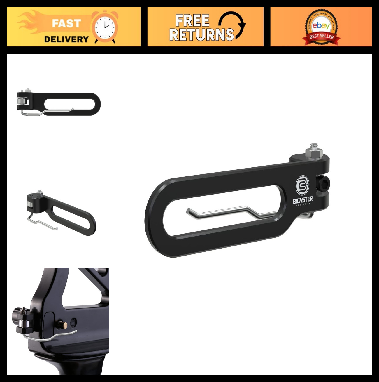Adjustable Left-Handed Magnetic Arrow Rest for Archery - Backside Design, Precis