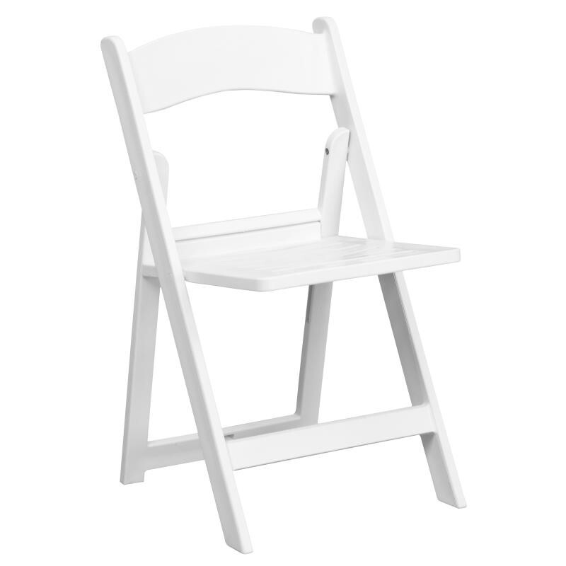 (100 PACK) Commercial Grade White Resin Wedding Folding Chair with Slatted Seat