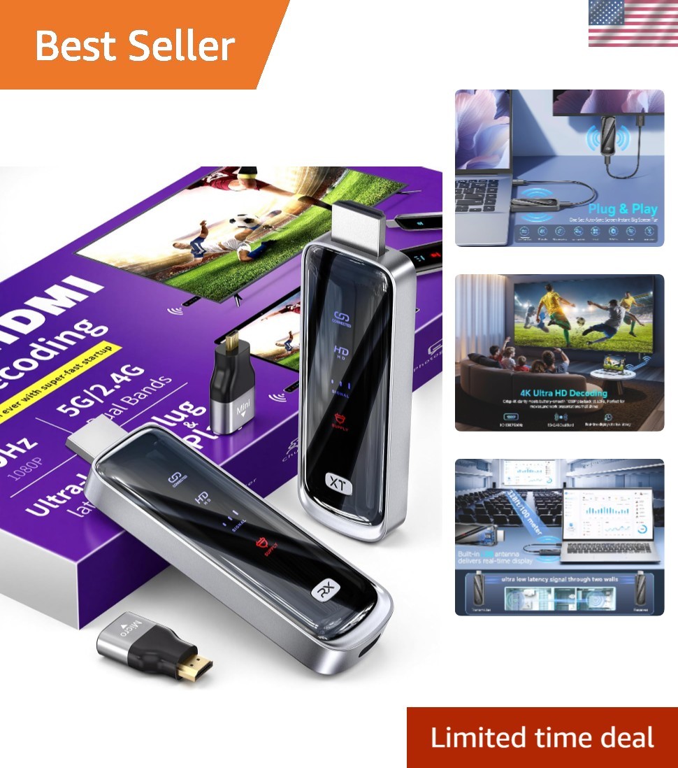 4K Wireless HDMI Transmitter/Receiver Up to 328FT with Plug & Play Convenience