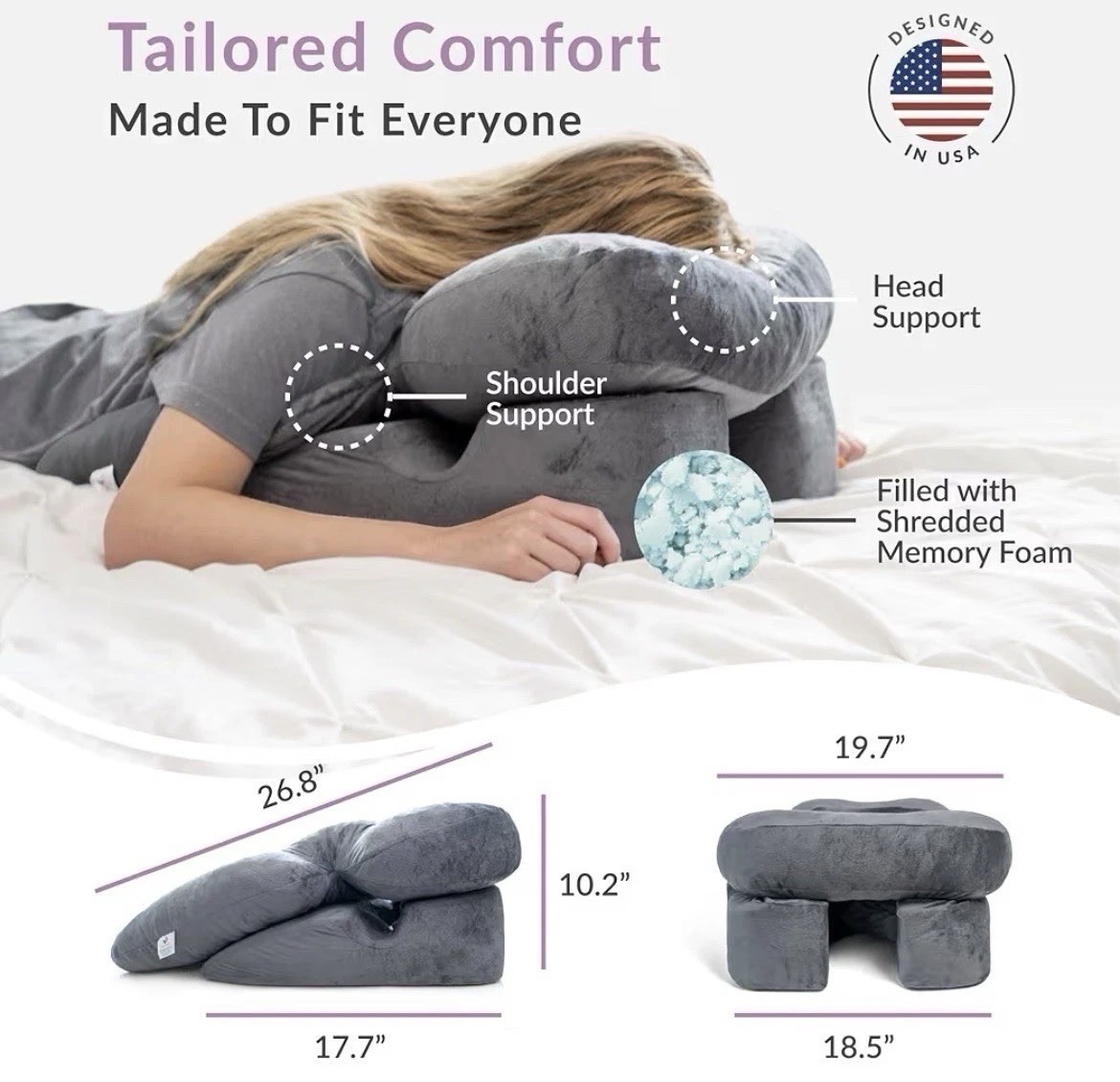 Adjustable Velvet Cover Face Down Pillow Enhances Prone Sleeping - Zomaple New