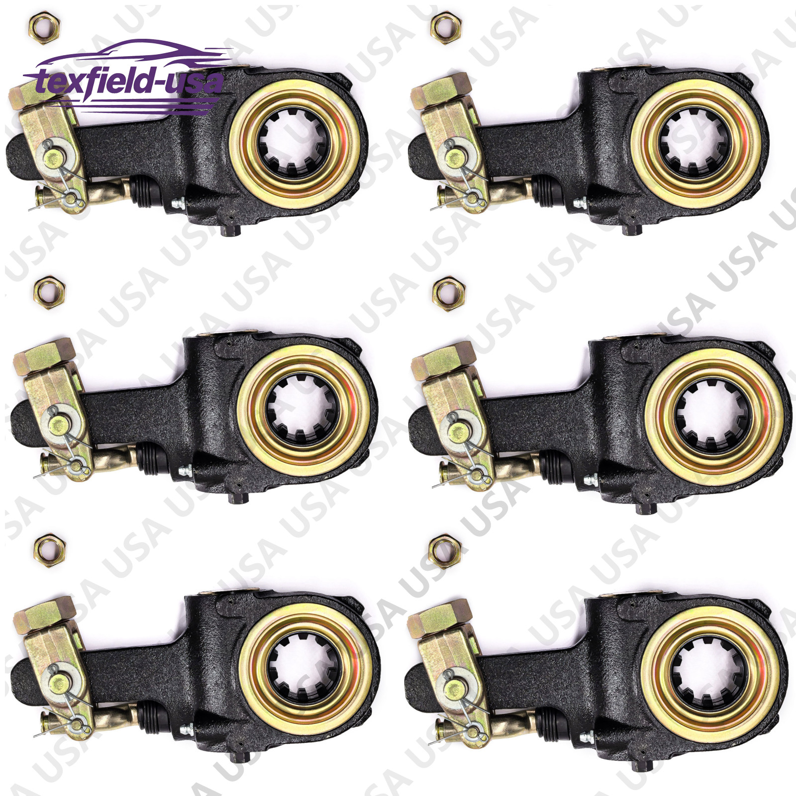6PCS 10 Spline 5.5" Auto Slack Adjuster W/ Collar Lock Clevis For Meritor AS1132