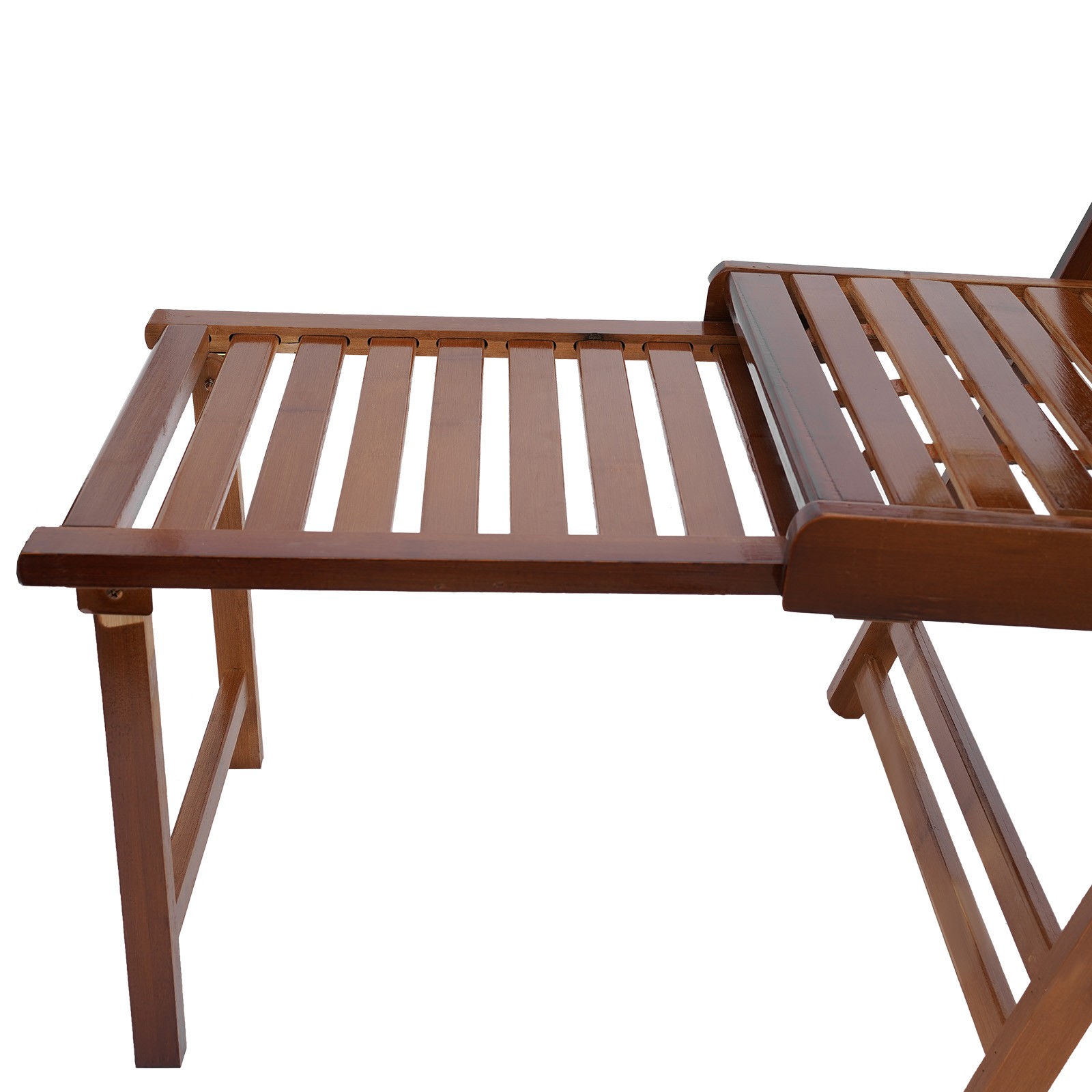 Bamboo Folding Lounge Chair, Folding Reclining Chair with Adjustable Backrest