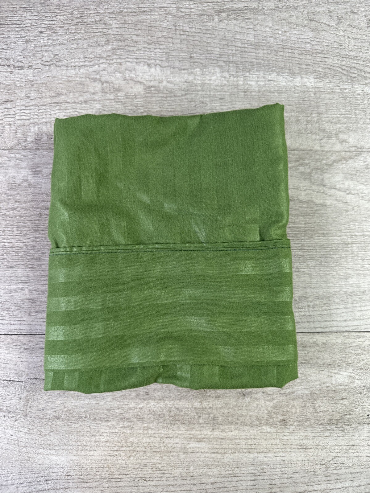 Set Of 2 Standard Size Handmade Pillowcases Green w/Light Stripes Super Soft