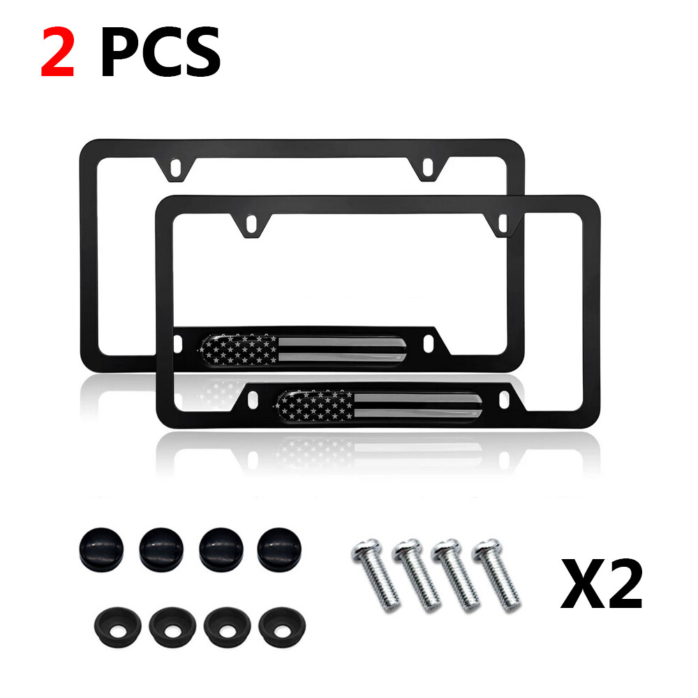 2pcs For Jeep Cherokee US Flag Patriotic Front Rear Car License Plate Frame