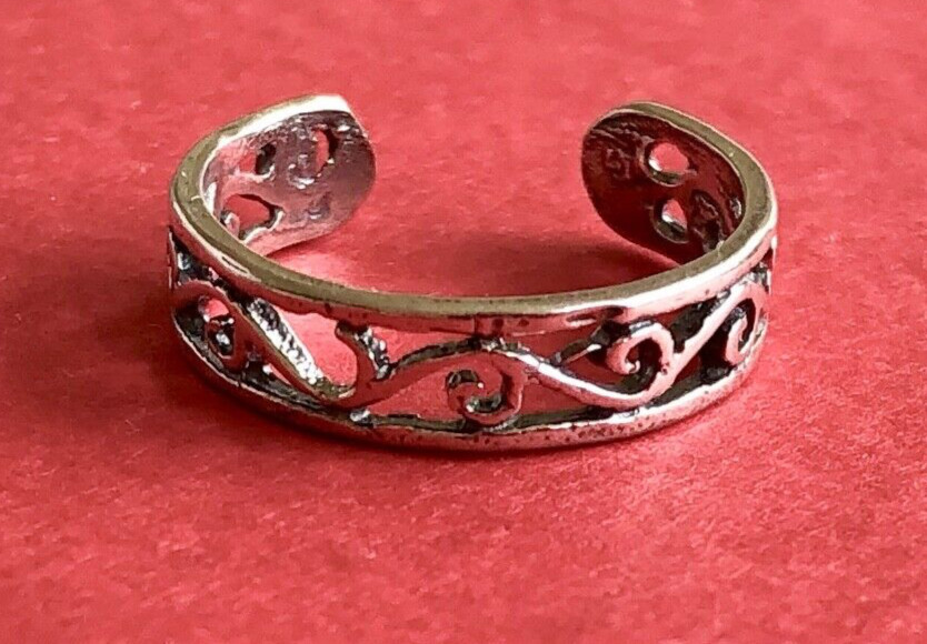 Wind Filigree Toe Ring Genuine Solid .925 Sterling Silver Adjustable