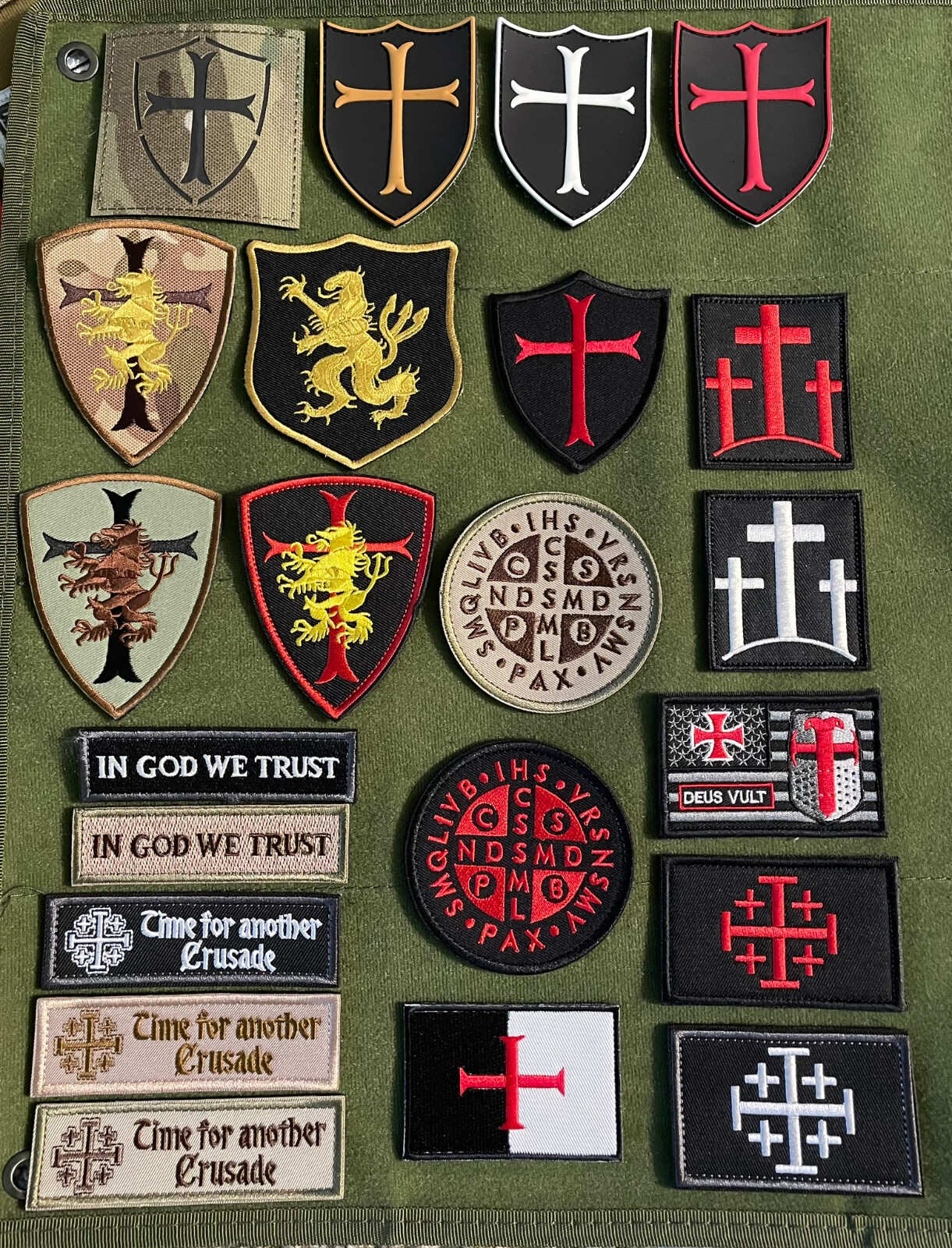 Templar Knight Crusader Holy Shield Jerusalem Christian Cross Hook Loop Patch