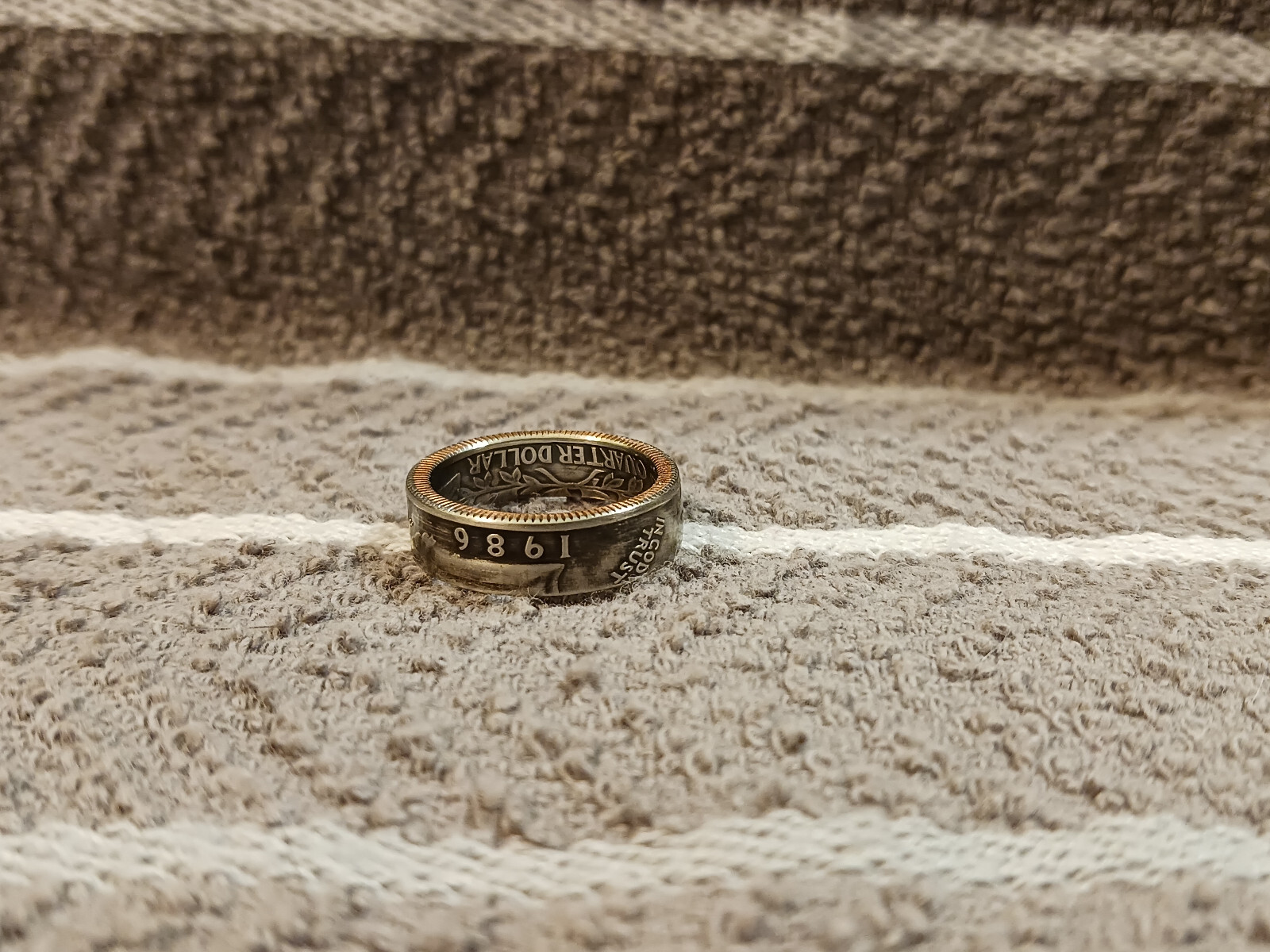 1986 Washington Quarters, Handmade Coin Ring, Size 7