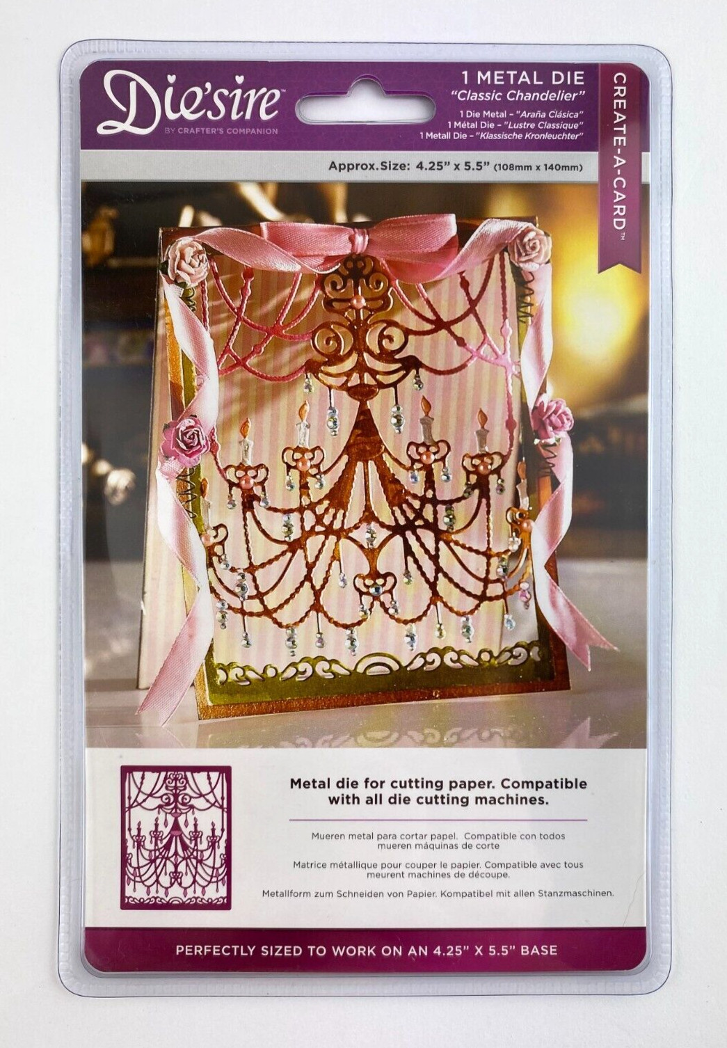 Crafters Companion Die'sire "CLASSIC CHANDELIER" Create-A-Card Metal Die NEW
