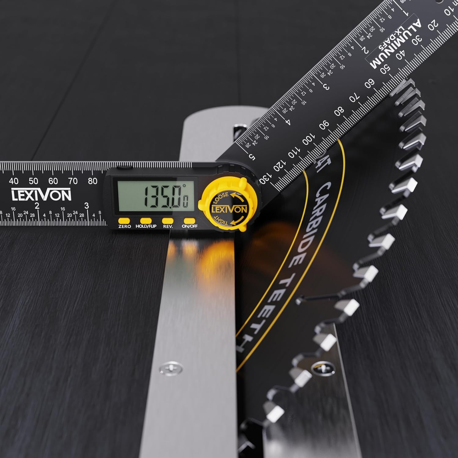 LEXIVON Aluminum Digital Angle Finder Gauge, 7-inch/180mm 7-inch/180mm, black