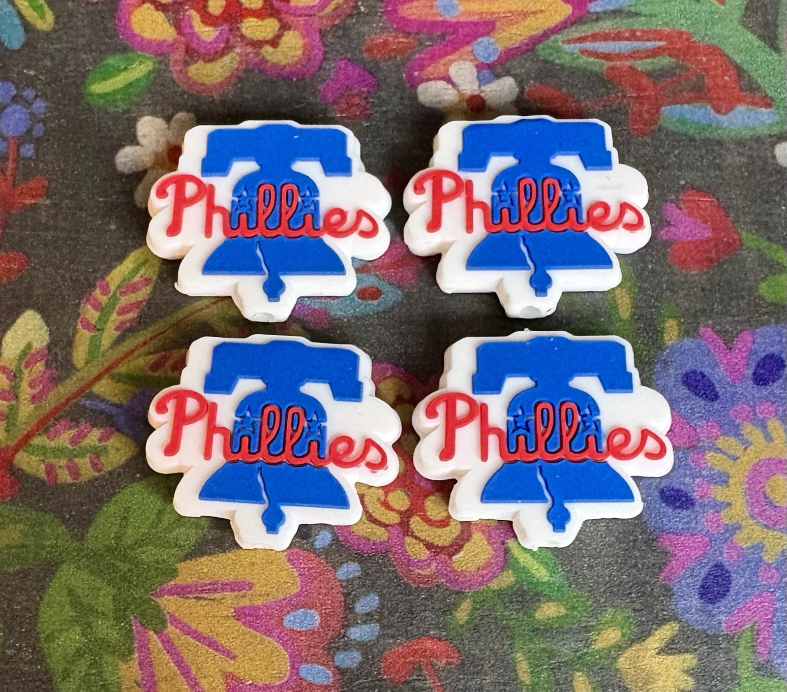 4 Piece PHILADELPHIA Baseball Team Silicone Focal Beads DIY Jewelry Pens+