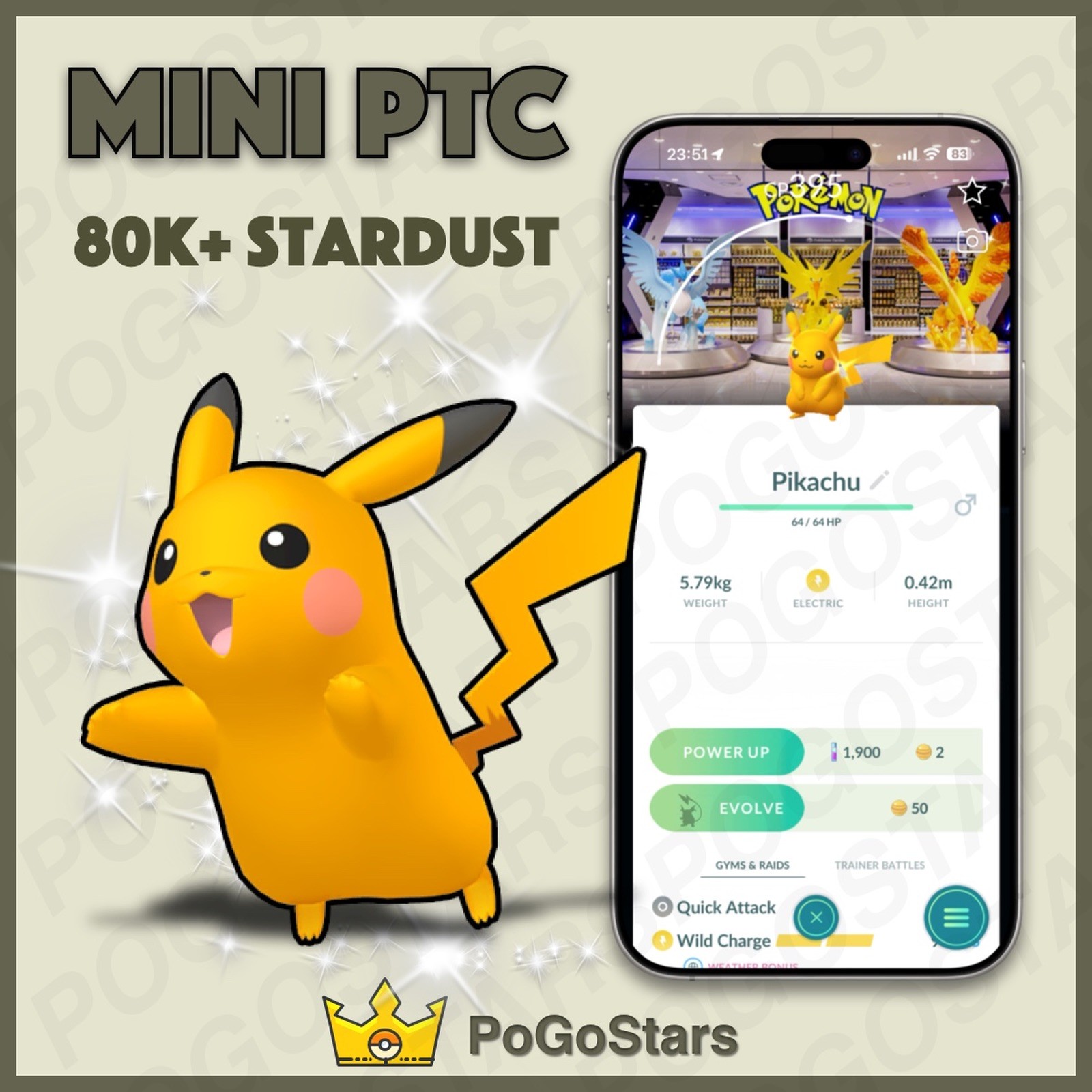 Pokémon PTC GO - Shiny Pikachu - Pokemon Center Osaka DX✨Special Background✨