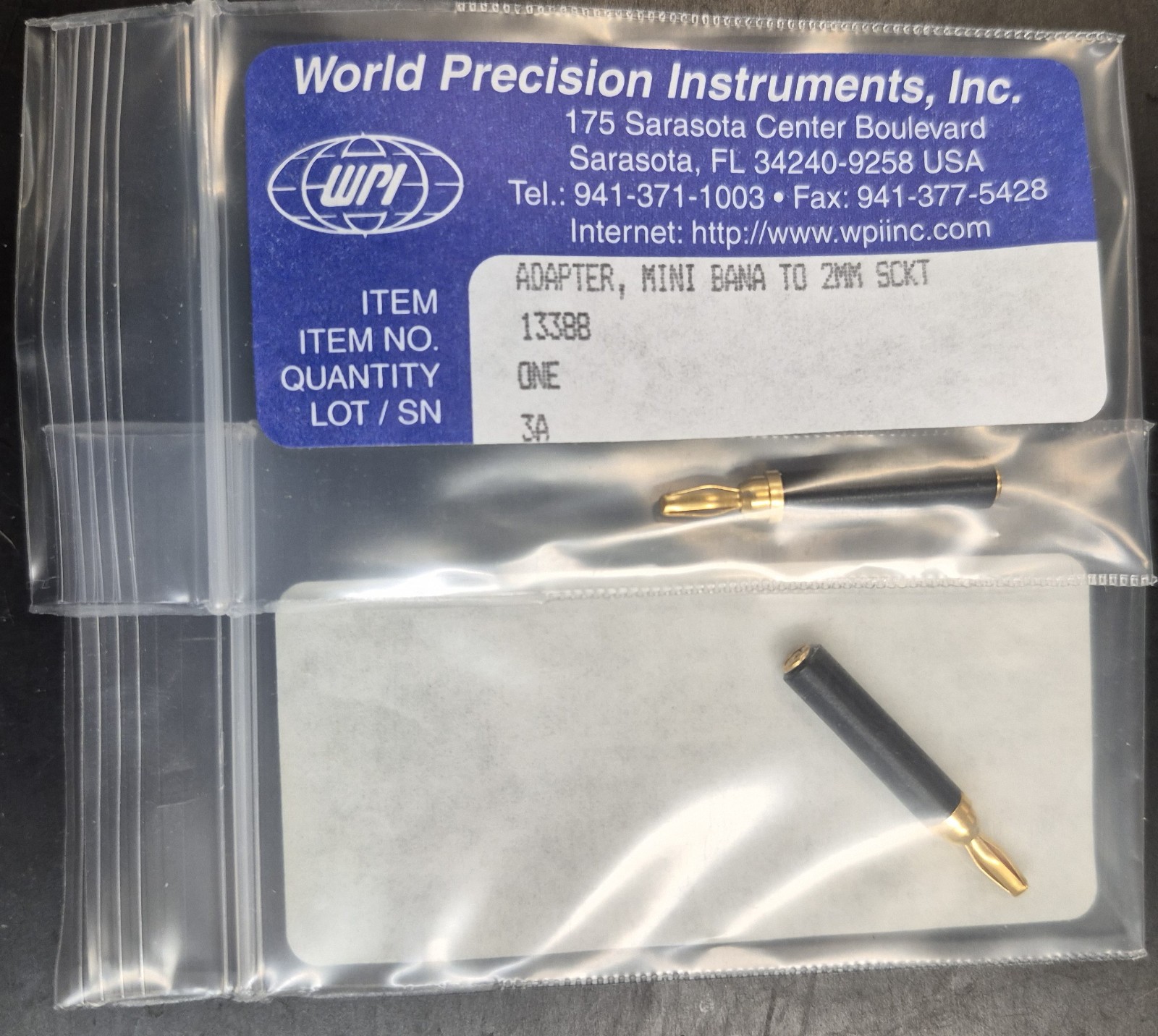 WPI electrode adapter mini-banana 2mm, male 13388 (2 pcs)