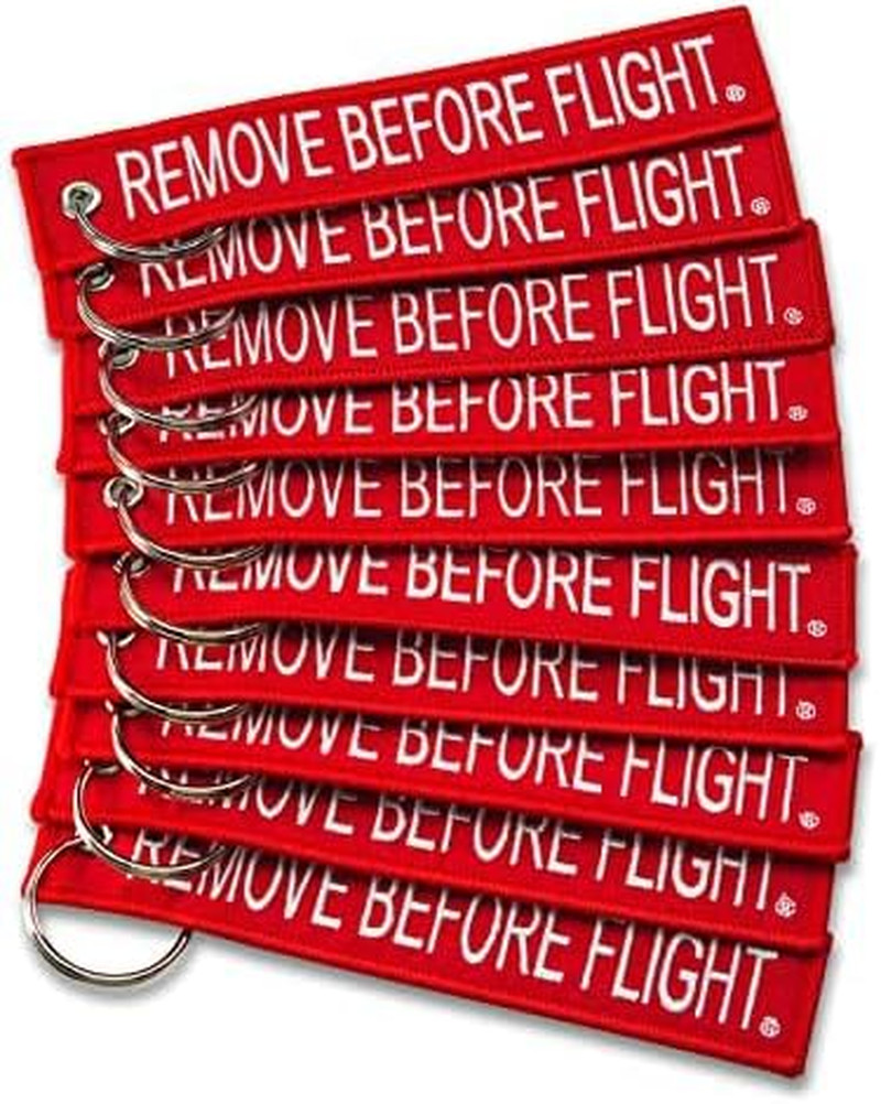 10X Remove before Flight Red/White Key Chain 5.5" X 1" (10 Pack)
