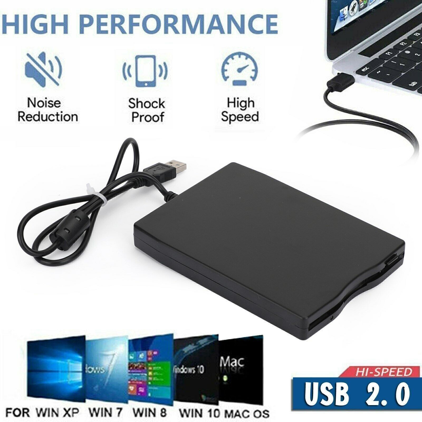 USB2.0 3.5"Data External Floppy Disk Drive 1.44MB For Laptop PC/Win 7/8/10/11Mac