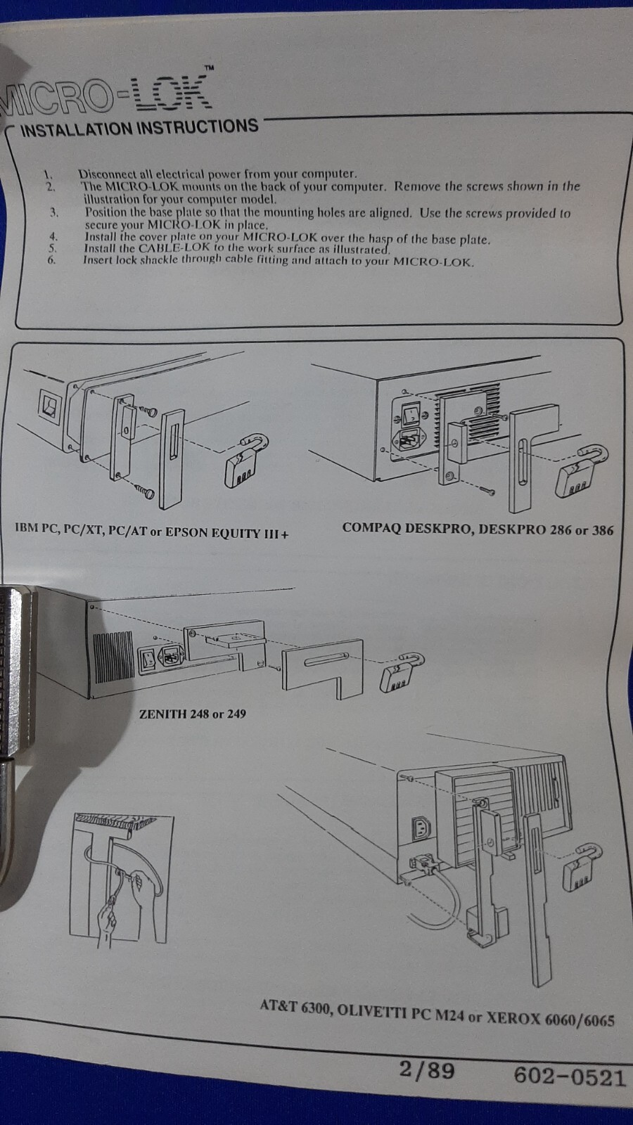 Micro-Lok Computer Server Security Cable Lock