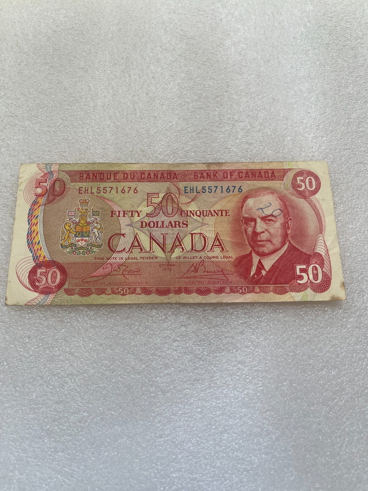 1975 Canada Fifty Dollar Banknote $50 Bank Of Canada