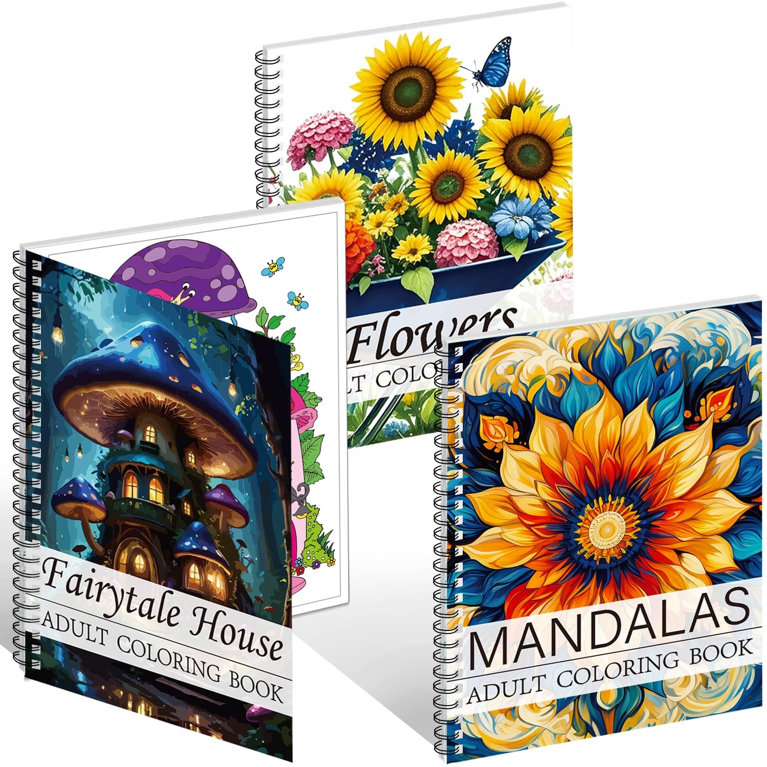 Adult Coloring Book Set of 3 Coloring Books for Adults Relaxation Include Man...