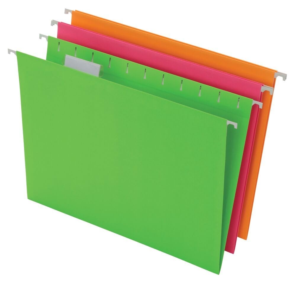 Glow Hanging File Folders, Letter Size, Assorted, Case Pack of 12 (81670)