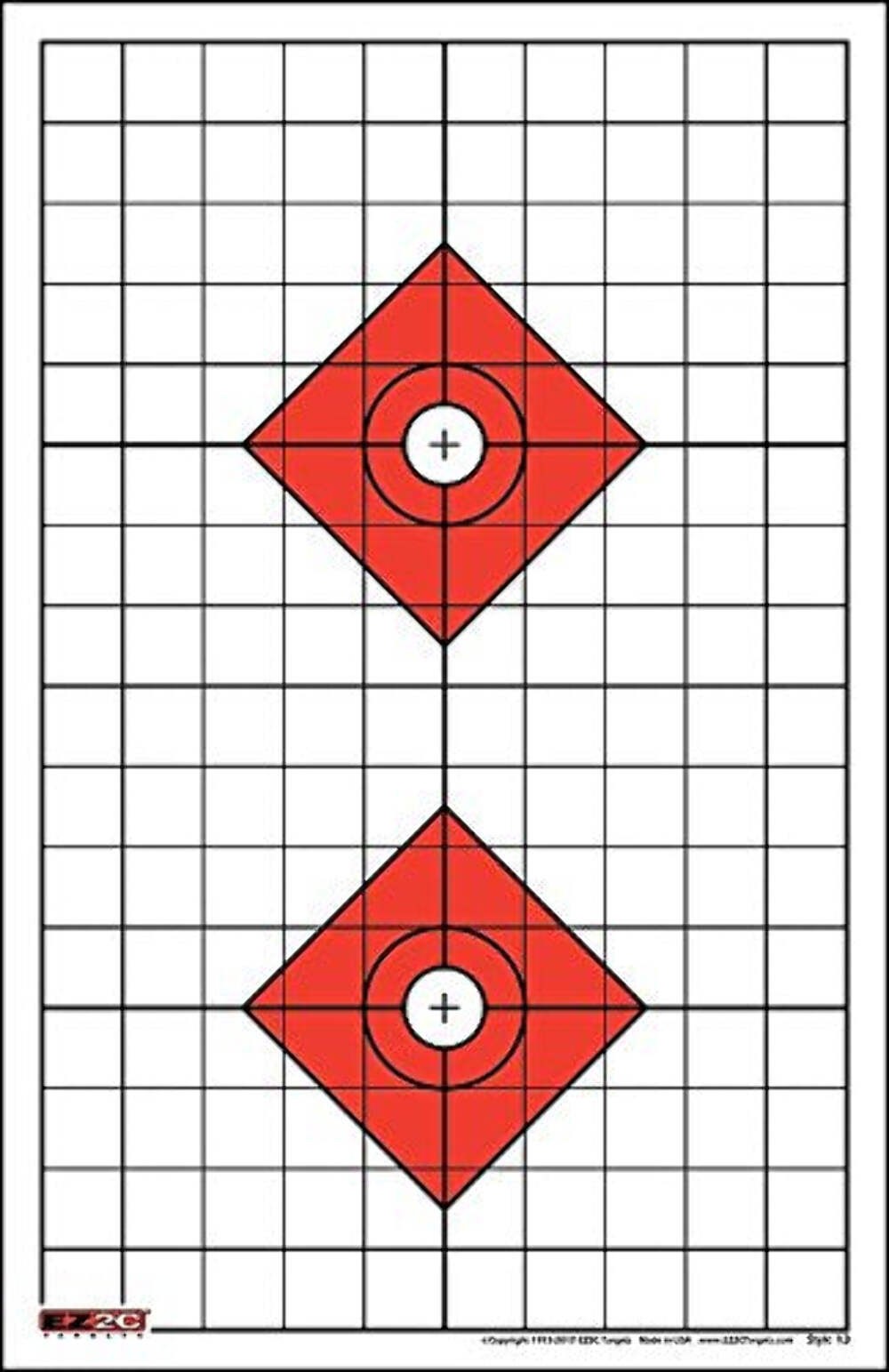 EZ2C Targets Style 13: Shooting Range Paper Target w 1" Grids 11"x17USA MADE