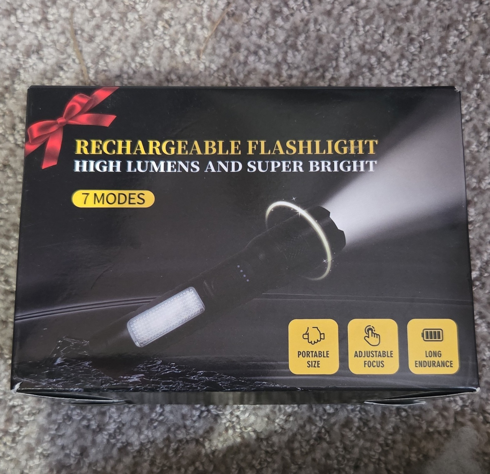 Ruboliy USB Rechargeable LED Flashlight Zoom Adjustable Focus 7 Modes IPX7 6Pk