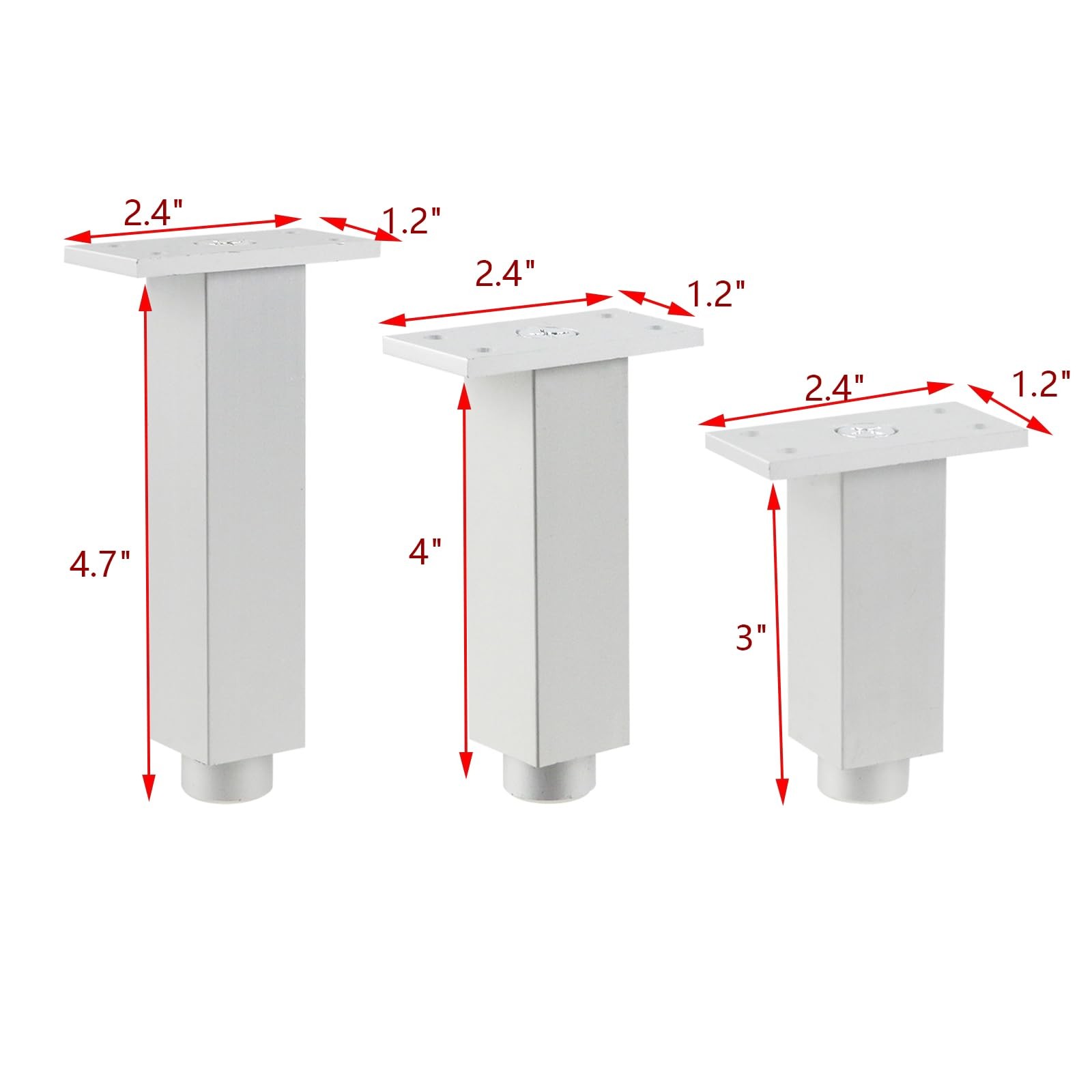 3 Inch Heavy Duty Furniture Legs Set of 4, Industrial Steel Supports Legs for