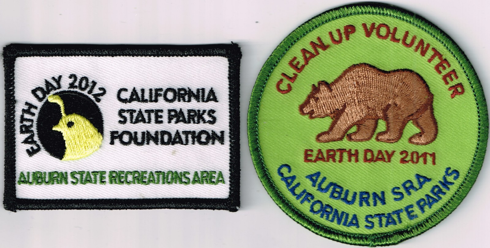 Pick 1 Auburn State Parks Recreation Area, CA Earth Day patch: 2012 or 2011 Vol.
