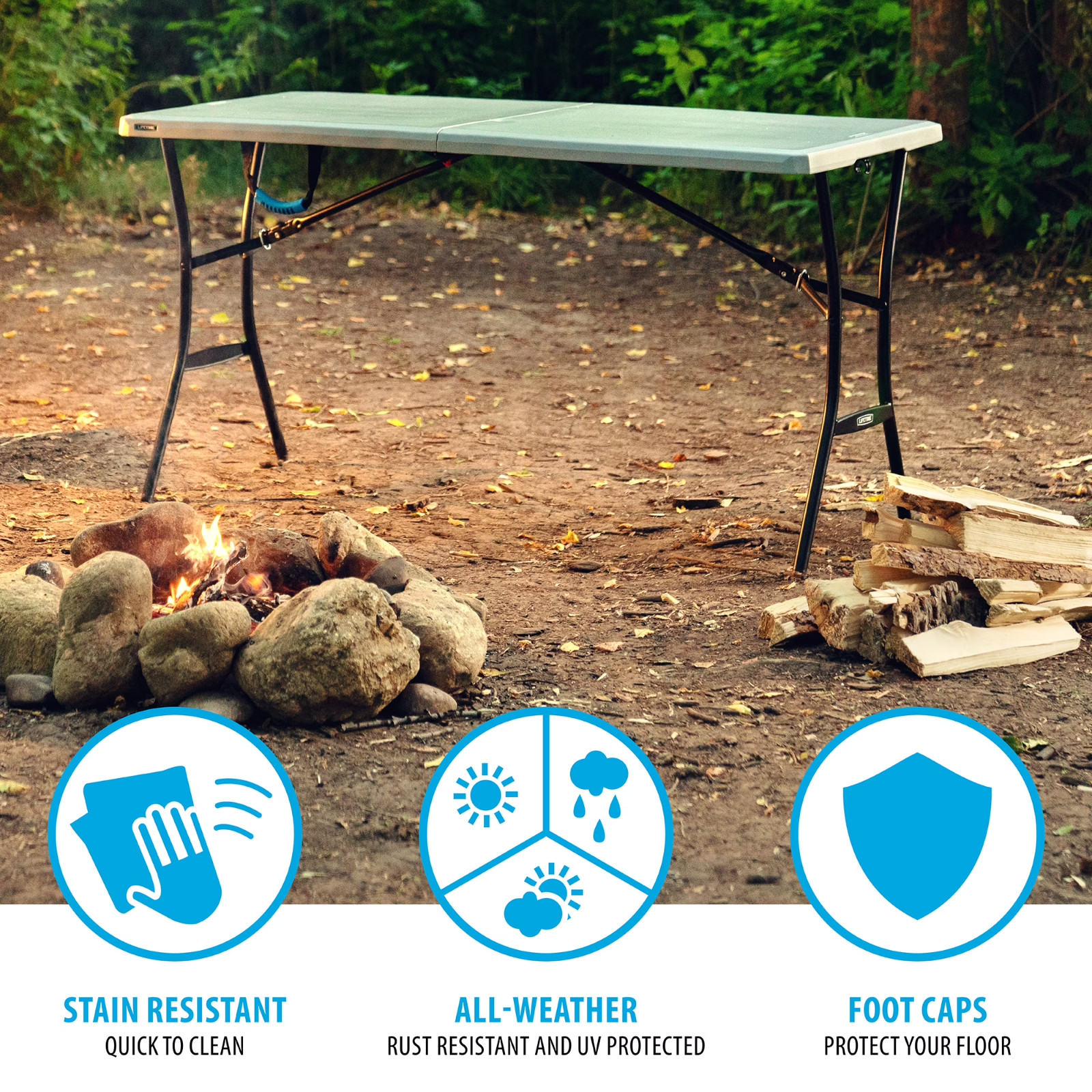 Lifetime 5 Foot Rectangle Fold-in-Half Table, Indoor/Outdoor Essential, New!