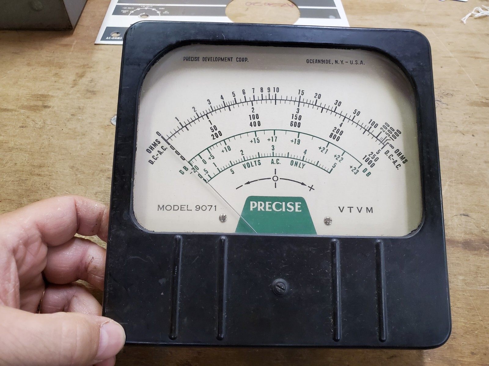 Precise Model 9071 VTVM Vacuum Tube Voltmeter Meter Only, Ohms DC AC Volts DB