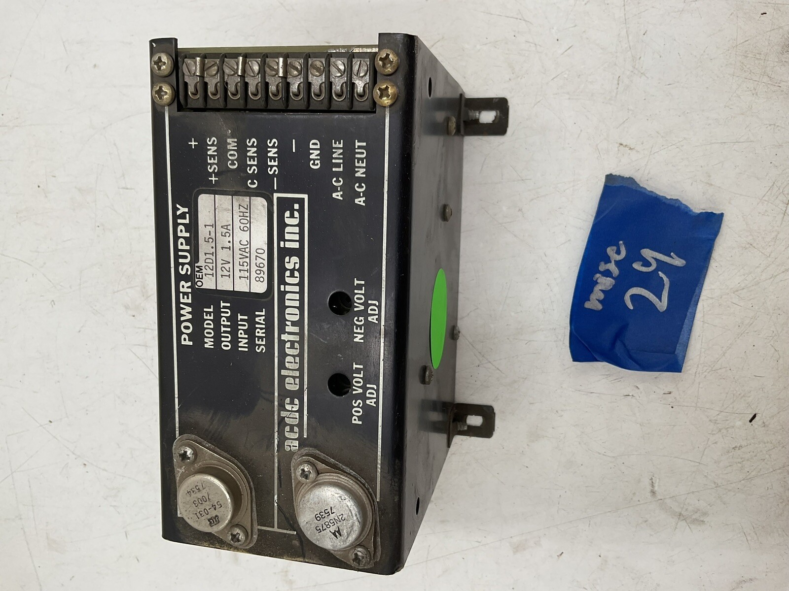 ACDC ELECTRONICS 12D1.5-1 12V 1.5 POWER SUPPLY