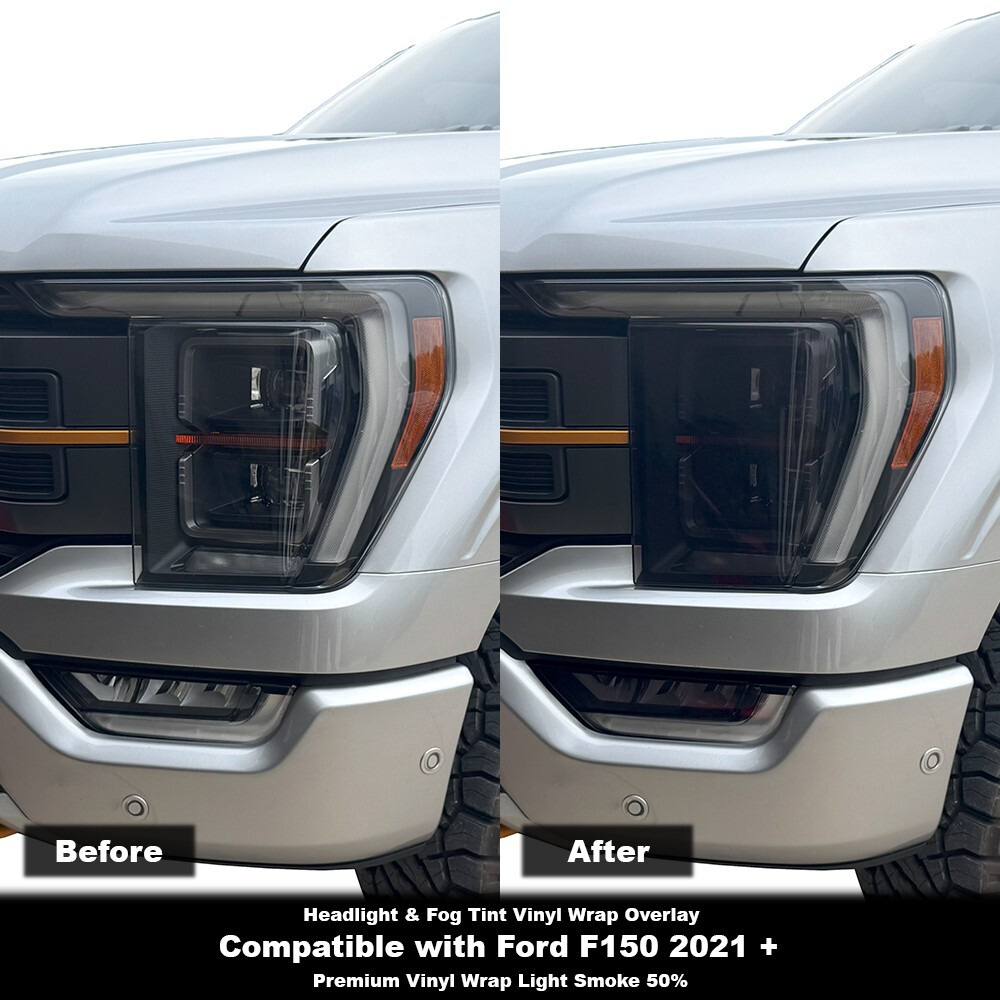 Headlight Front Tint – Light Smoke | for F150 21-23 Tremor, XLT, KingRanch, Plat