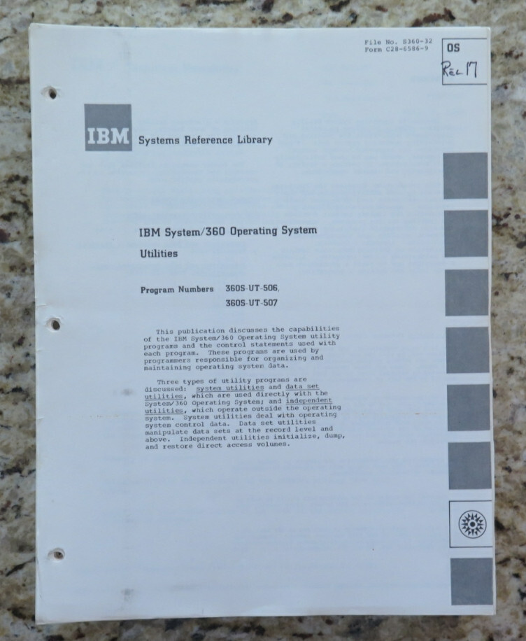 Vintage IBM System / 360 Operating System Utilities 506 and 507 Dated 1968