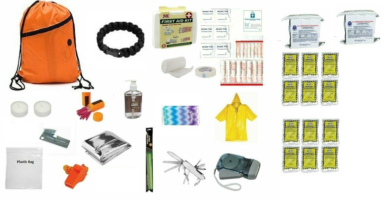 Earthquake Survival Kit Emergency 6 Day  Food Water (12) packs Gear Bag