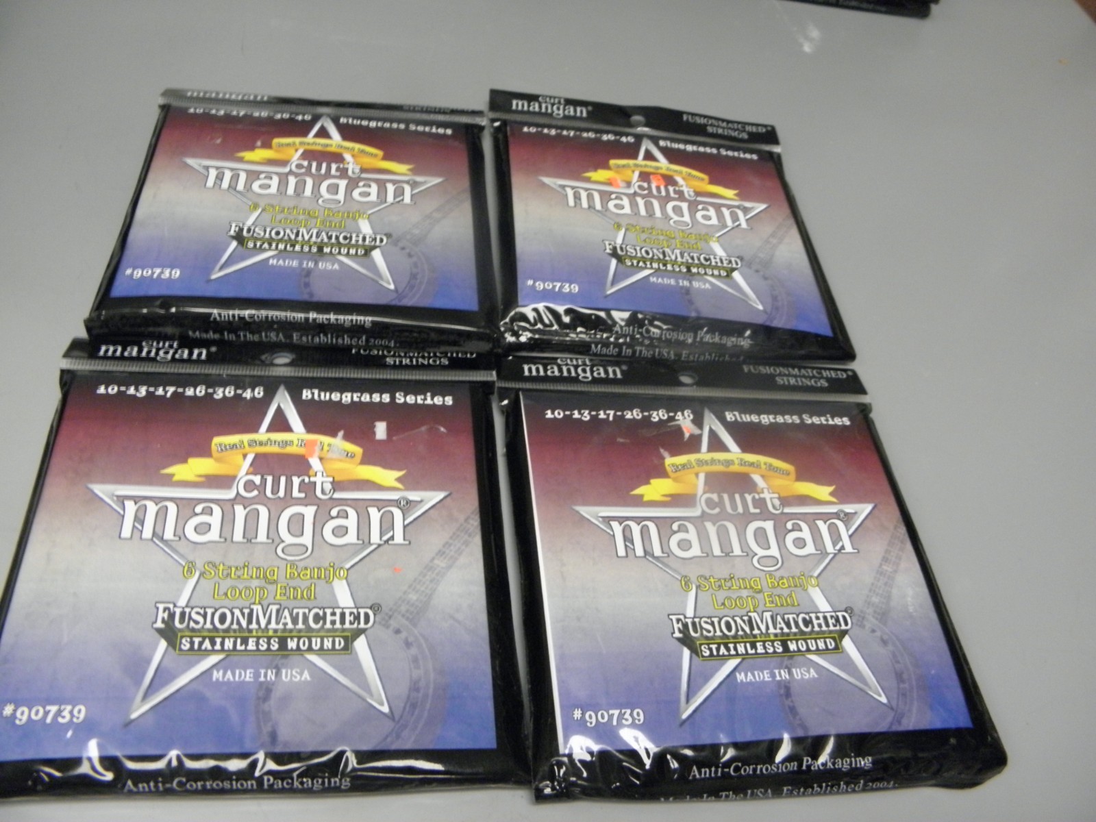 4-SETS CURT MANGAN 6 STRING BANJO LOOP END STRINGS STAINLESS WOUND 90739