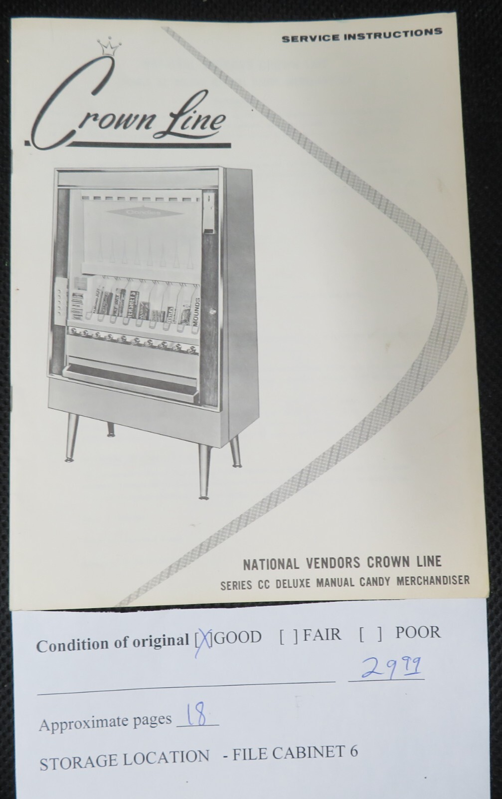 National Vendors Crown Line Manual - You Select Option - 18pgs