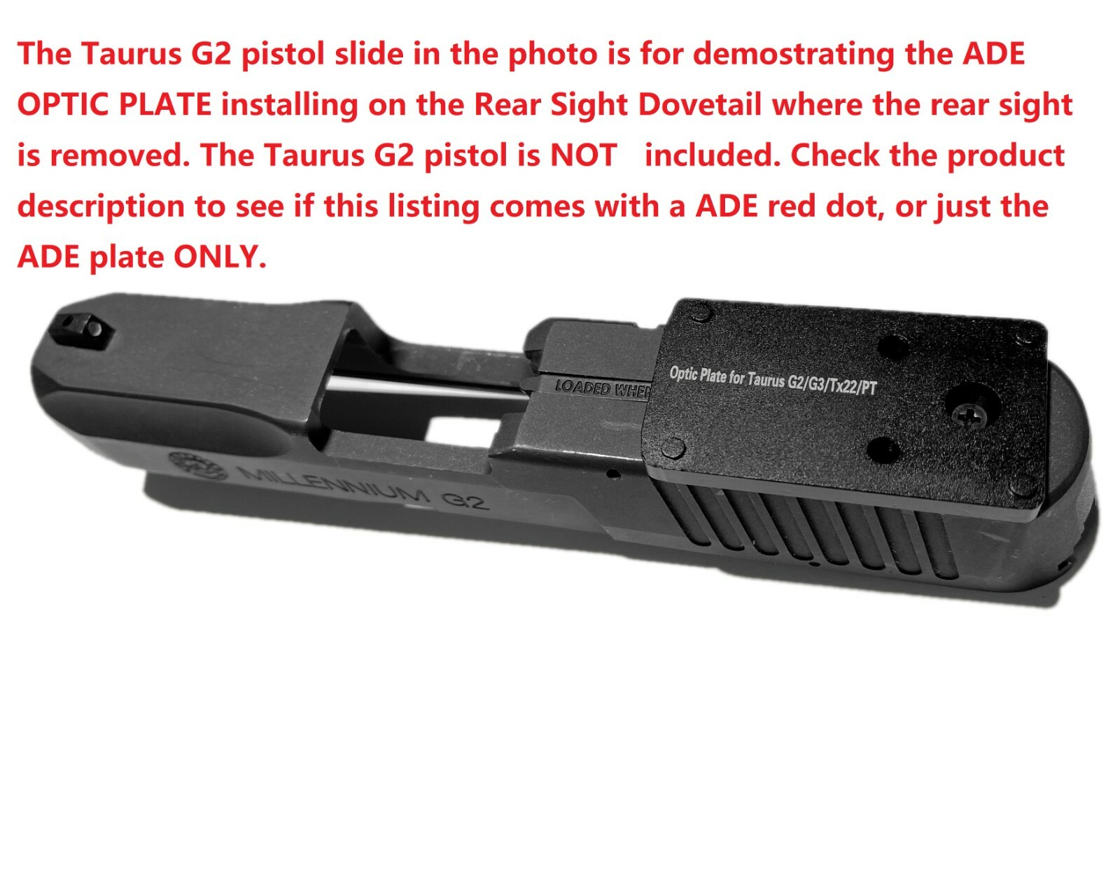 ADE RD3-006B GREEN Dot +Optic Mount Plate For Taurus PT111 G2,G2C,G3,PT140 tx22