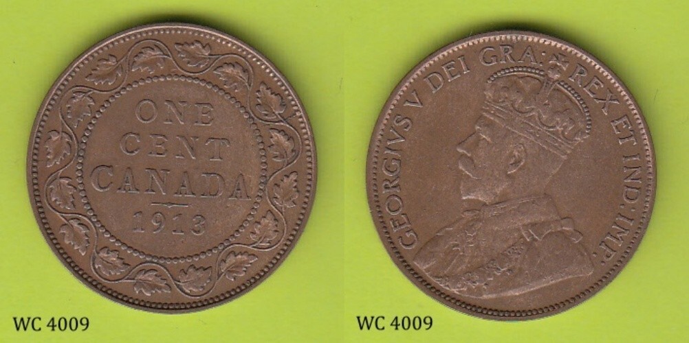 Canada 1 One Cent 1913 (George V) Coin