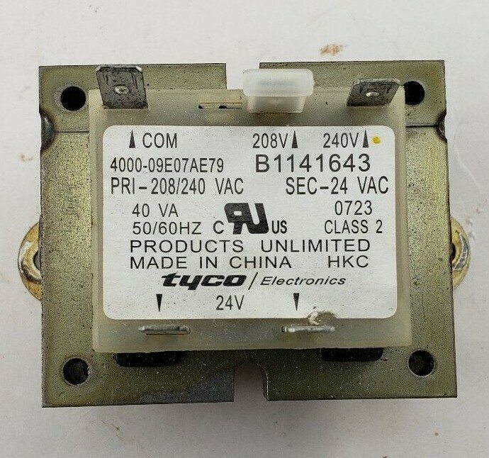 Products Unlimited Transformer 4000-09E07AE79 B1141643 PRI 208/240V SEC 24V 40VA