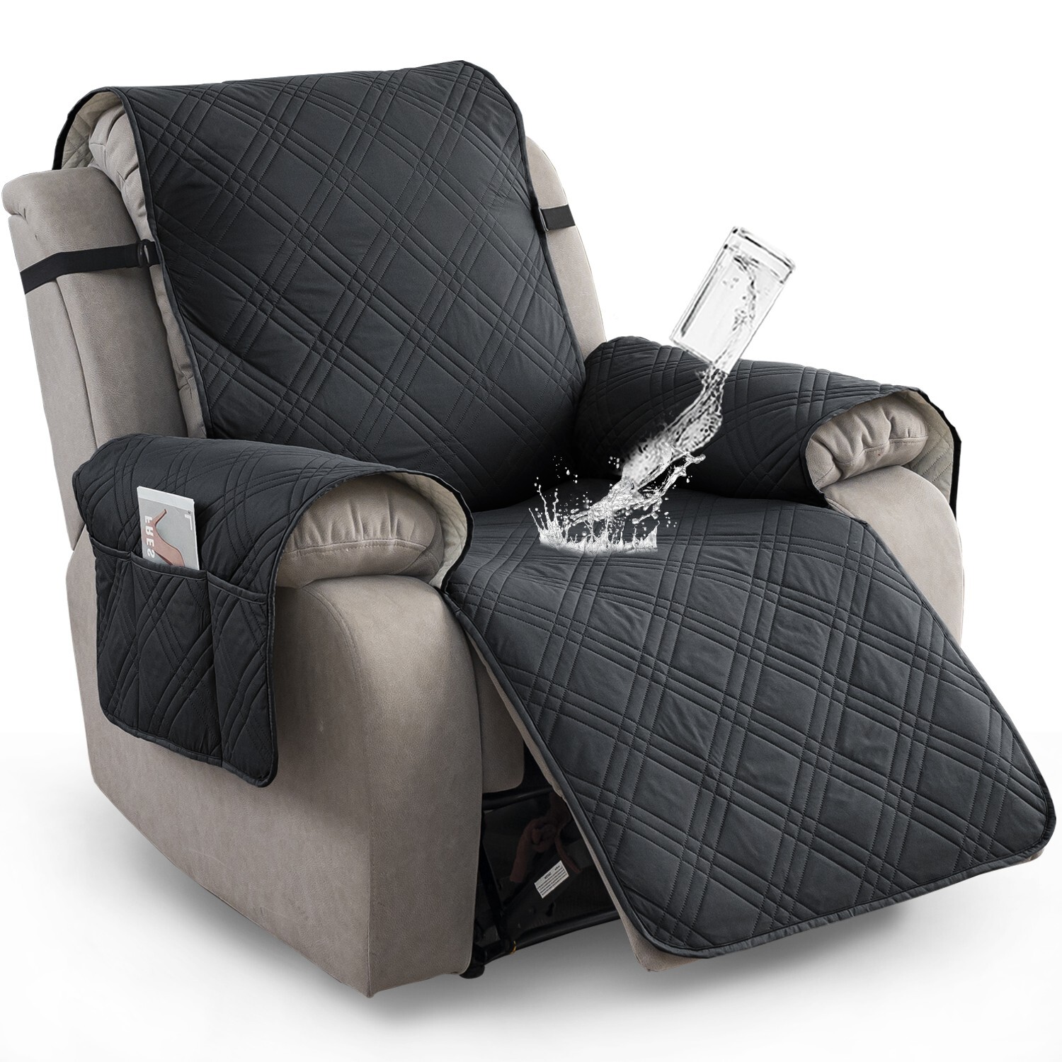 100% waterproof non-slip recliner cover, pockets, furniture protection trim