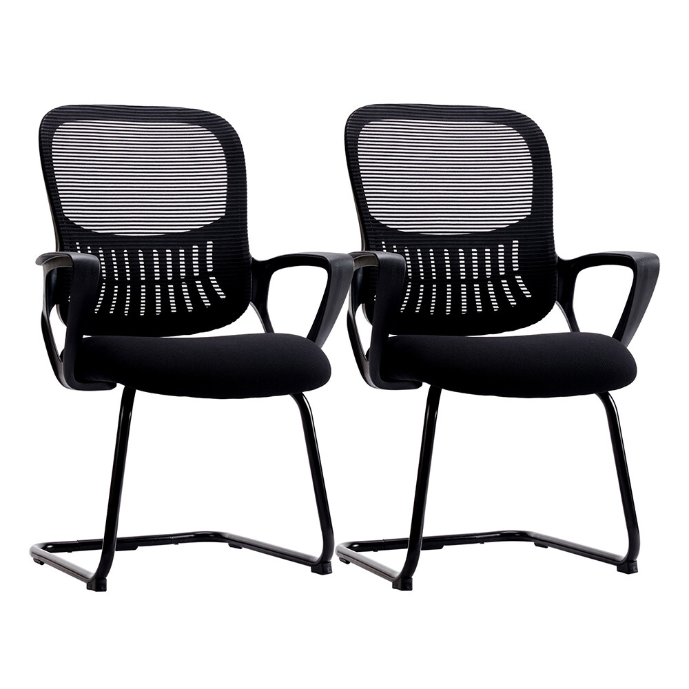 2 Pack Ergonomic Armrest Mesh Mid-Back Office Chair, No Wheels for Computer Desk
