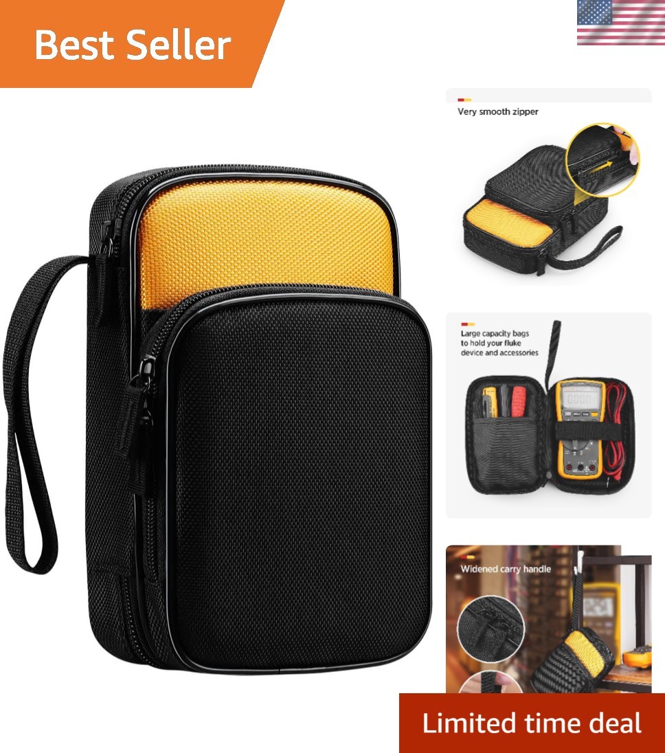 Stylish Zippered Carrying Case for Fluke Multimeters - Two Pocket Organization