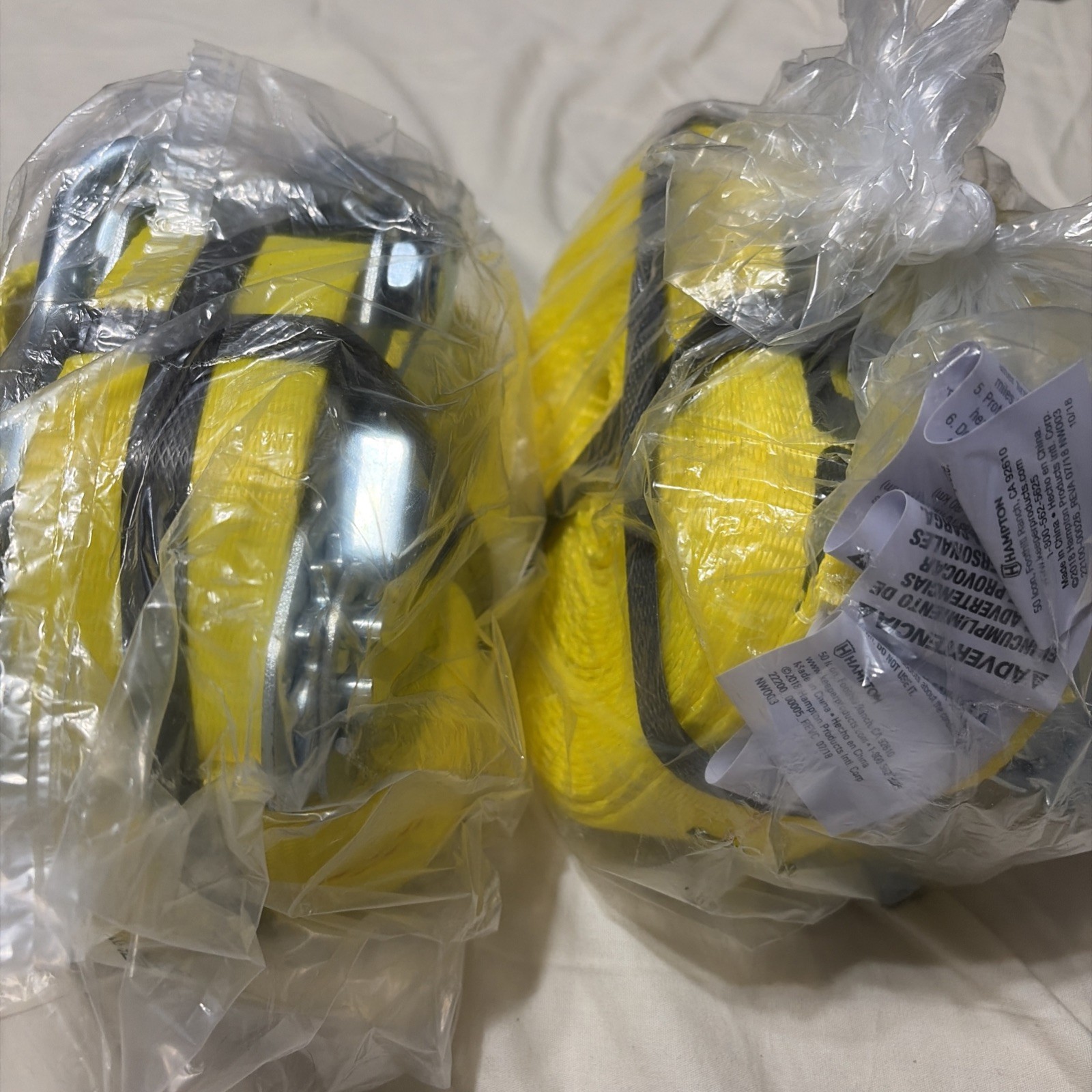 (2 PACK)  2" X 30' YELLOW RATCHET STRAP WITH WIRE "J" HOOK WLL 3333 LB