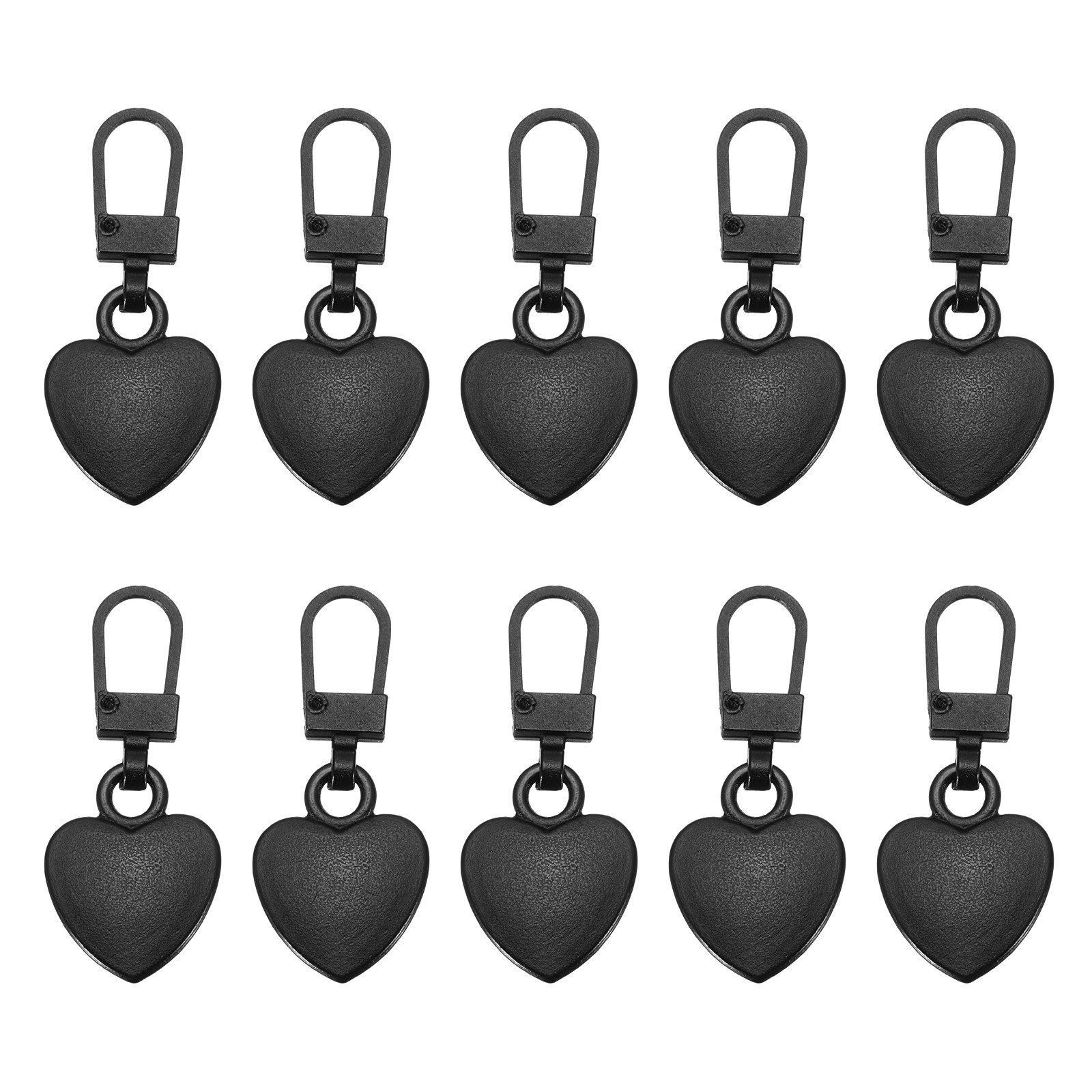 Zipper Pull Charm 10 Pcs Heart Shape Zipper Pull Replacement, Black