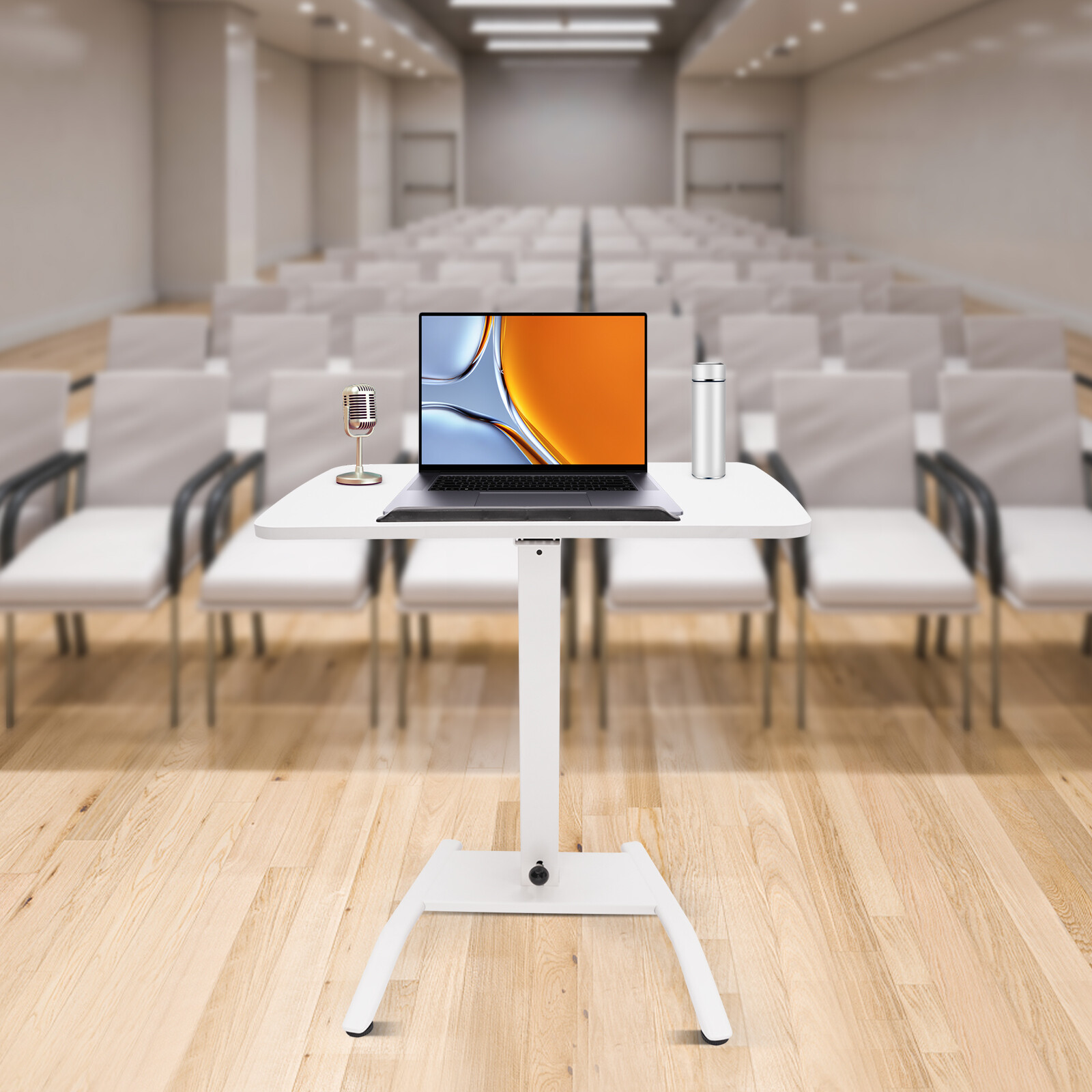 Adjustable Podium Desk Standing Lifting Desk Computer Desk W/ wheel For Home