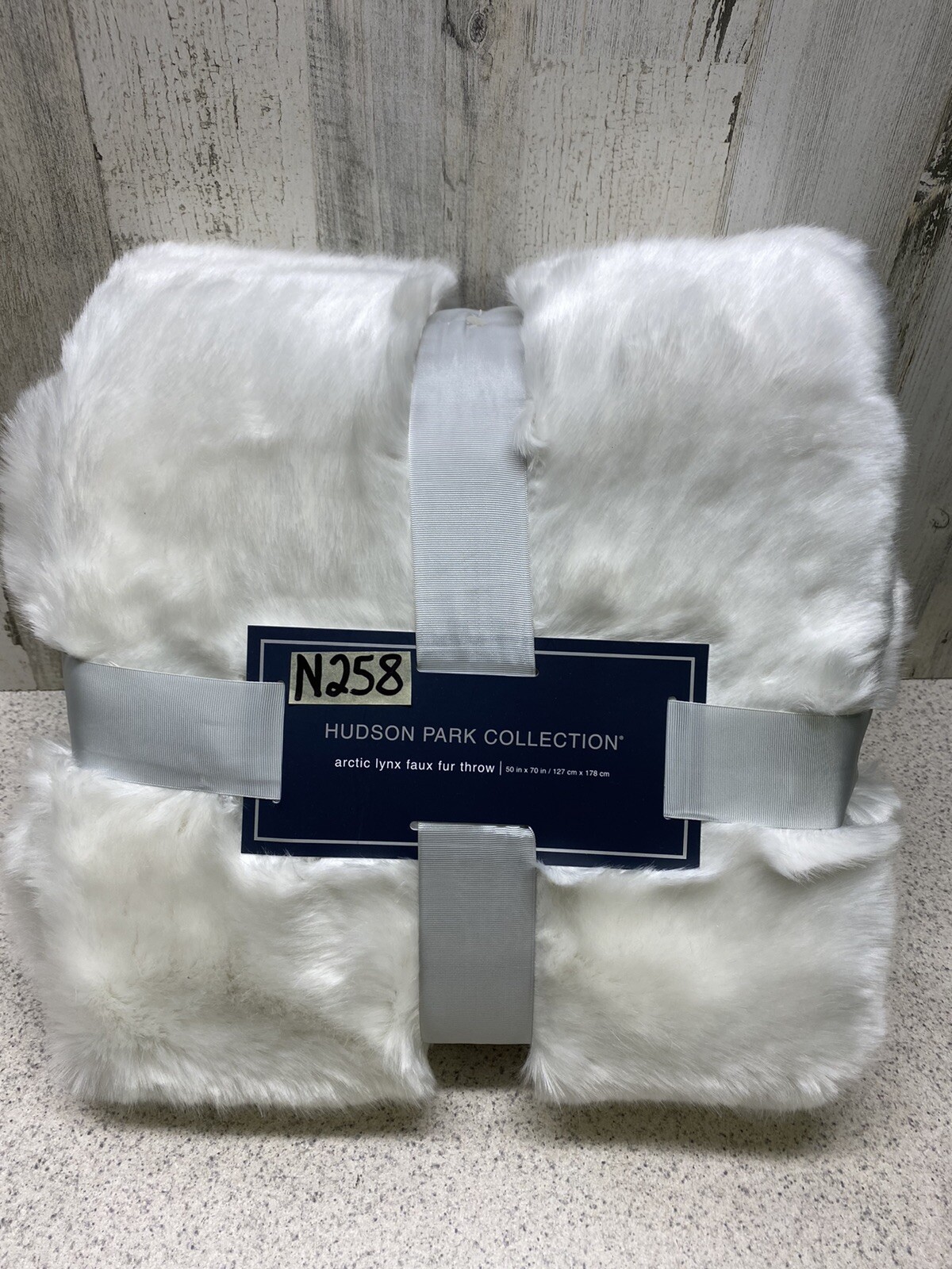 Hudson Park Collection Lynx Arctic Faux Fur Throw 50x70 in White