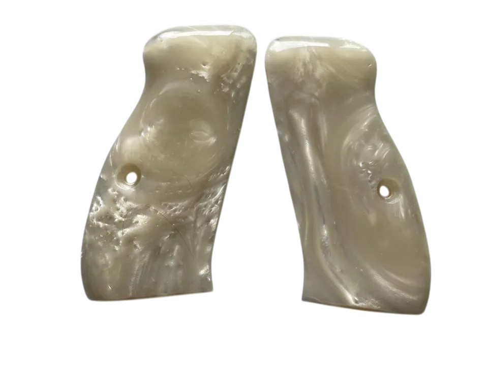 Gorgeous Smooth White Pearl Resin Grips For CZ-75/CZ-85 PCR/D Compact New